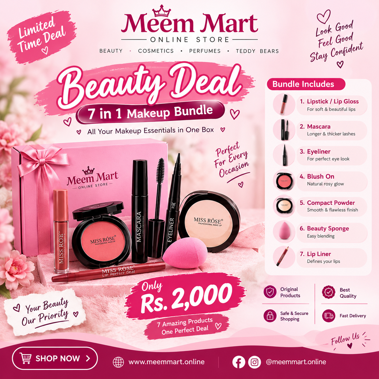 Meem Mart 7-in-1 Makeup Beauty Deal – Rs. 2,000
